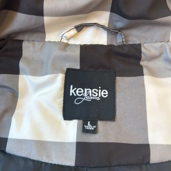 Kenzie women size large quilted vest buffalo plaid check black grey white - Picture 7 of 11